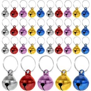 35PCS Cat Bells for Cat and Dog Collar, Mixed Colors Pet Bell Pendant with Loud Crisp Sound, Anti-Lost Training Bell Keyrings Charm for Pet Collar Pendant Accessories