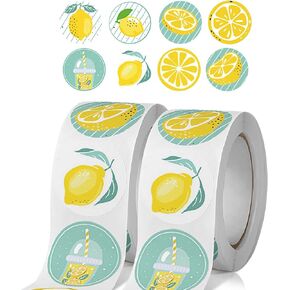 1000 Pcs 1 Inch Cute Lemon Stickers Roll,Lemonade Sticker for Cups,Lemons Sticker for Small Business Card Candy Cookie Bag Gift Lemon Party Favours,Lemonade Stand Decorations Sign