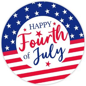 Independence Day Sticker 2 Inch Happy Fourth of July Decal Label Patriotic USA Flag Seal Sticker for Planner Reward Envelope Scrapbook DIY Supplies, 120Pcs