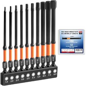 طقم لقم مثقاب سداسي الرأس Impact Hex Head Allen 20 قطعة (متري وSAE)، مجموعة لقم سداسية فولاذية 1/4 بوصة سداسية الشكل S2، أطراف آلية CNC مع مغناطيسية، بطول 2 بوصة مع صندوق تخزين in Kuwait