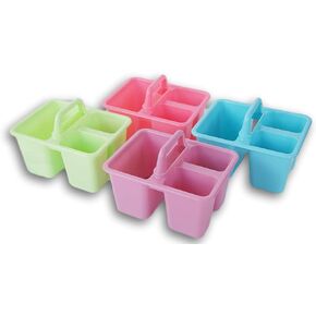 Aphyni Miniature Pastel School Stacking Caddy Tote Set - 4 Count - Pink, Blue, Green, Purple