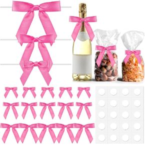 100 Pcs Twist Tie Bow for Treat Bags, Small Satin Ribbon Bow for Gift Wrapping Champagne Bottle Cake Craft DIY Gift Wedding Favors Baby Shower Christmas Decor 1. 5"/2. 5"/3. 5"(Purple)