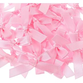 35Pcs Small Pink Bows for Crafts, Cute Mini Satin Fabric Ribbon Bow, Tiny Bowknot Sewing Accessories for Flowers Bakery Wrapping, Christmas Wedding Birthday Party, Gift Box Decoration 2 Inch