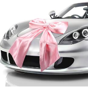 Breling Giant Car Pink Bow 28 Inch Satin Giant Bow for Gifts Large Gift Decoration Large Presents Wrapping with Non Scratch Magnet for Car Wedding Reception Birthday Surprise Party Coquette Decor