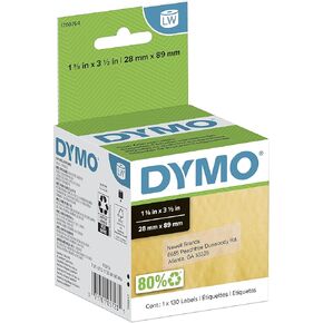 DYMO LW Mailing Address Labels for LabelWriter Label Printers, Clear, 1-1/8-Inch x 3-1/2-Inch, Self-Adhesive, 1 Roll of 130