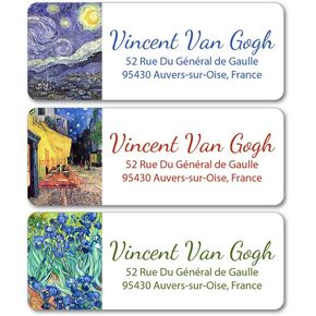 Personalized Return Address Labels - Vincent Van Gogh Starry Night and More Self Adhesive Stickers (60-1000 Labels)
