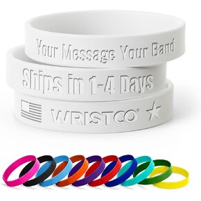 WristCo Custom Silicone Wristbands - Debossed/Engraved (No Ink) Personalized Rubber Bracelets for Men & Women - Bulk Customizable Bands for Events, Promotions & Fundraisers - Durable, Comfortable & Fast USA Shipping