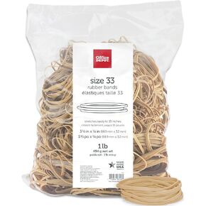 Office Depot Rubber Bands, #33, 3 1/2in. x 1/8in., 1 Lb. Bag, 2433408