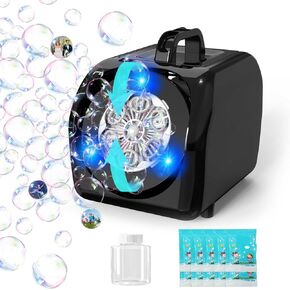 Bubble Machine for Kids Toddlers Automatic Battery Operated Bubble Machine 20000+ Bubbles/Mins 45° Portable Bubble Maker with Bubble Solution Outdoor Toys for Parties, Birthday, Wedding, Christmas