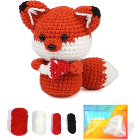 LVIITIS The Beginners Crochet Kit with Yarn, Crochet Starter Kit for Adults with Step-by-Step Video Tutorials-The Fox