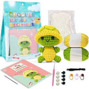 SFCOEABR Crochet Kit for Beginners, Knitting kit with Step-by-Step Video Tutorials, Crochet Animal Kit, Crochet kit sea Turtle for Adults Kids Women Complete Kit (Turtle A)