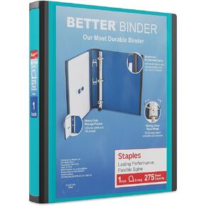 Staples Better 1-Inch D 3-Ring View Binder – Holds up to 275 Sheets, Heavy Duty Binder with a Wide Design, 1 Interior Pocket, Perfect 3-Ring Binder for Reports, Projects & More