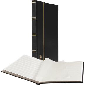 LIGHTHOUSE – “BASIC" Hard Cover Stockbook for Stamps – 16 White Cardstock 9"x12" (A4) Pages with Glassine Strips - Green
