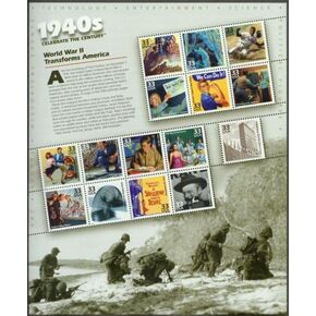 USPS Celebrate The Century 1940s (Sheet of 15) 33 Cent Postage Stamps 1999 Scott #3186