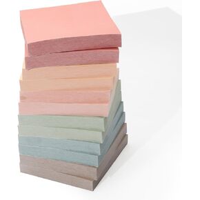 QILIMA Sticky Notes 3"x3"12 Pads, Pastel Colors Sticky Notes, Sticky Note, Self-Stick Note Pads, Sticky Pads Sticky Notes Aesthetic, Sticky Notes Bulk，100 Sheets/pad