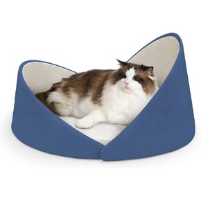 2 in 1 Foam Cat Bed Cave for Kittens and Small Dogs, Windproof Cat Beds with Side Barriers, Calming Cat Nest, Cat Hideaway, Washable Cat House with Non-Slip Bottom Yellow