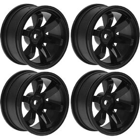 4Pack Hircqoo RC RIMS RIMS 12MM HEX HUB OD 52MM متوافق مع 1/10 على الطريق سباق CARING DRIFT CAR TAMIYA TT-01 KYOSHO REDCAT SAKURA D4 XIS HSP 1/10 RC SCALES ، العرض 26 مم (أسود)