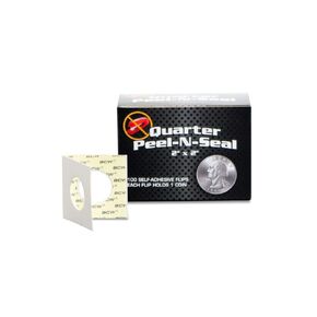 BCW PEEL-N-SEAL 2X2 COIN FLIPS-تصميم لاصق للربع | لا حاجة للدالبس | يحمل واشنطن ، الحرية الدائمة ، الحلاق ، و QUAPLERS | يناسب صفحات الموثق 20 جيبًا وصناديق عملة معدنية