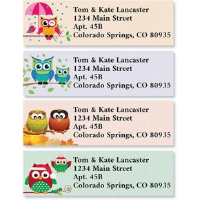 Seasons of Trees Personalized Return Address Labels – 4 Designs, Set of 144, Round, Self-Adhesive, Flat-Sheet Labels, Organic Design, by Colorful Images