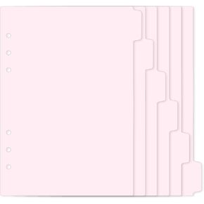 6 Pcs A5 Binder Dividers, 6 Holes Pink Clear Binder Divider Index with Tabs Insertable Plastic Index Divider Sheets for Binders Notebook Journal Diary Memo Notepad (Pink)