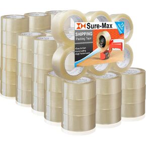 Sure-Max Premium Carton Packing Tape 1.8 mil 330 Feet (110 Yards) - Clear - 2 Cases (72 Rolls Total)