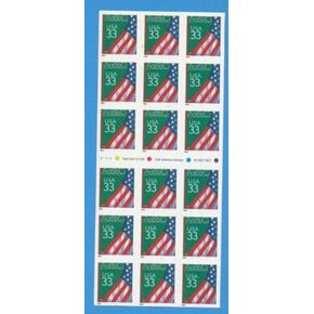 USPS 1999 Unfolded Flag in Classroom Stamp Booklet of 18 Scott 3283a