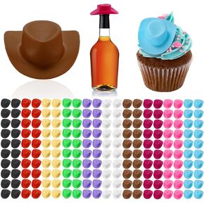 200 Pcs Mini Cowboy Hats, Tiny Cowboy Hat for Crafts, 2 Inch Plastic Miniature Western Cowboy Cowgirl Hat, Small Party Hats for Doll Pet Cake Cupcake Bottle Decor Outdoor Party
