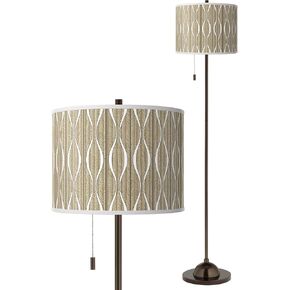 Swell Bronze Club Floor Lamp with Print Shade