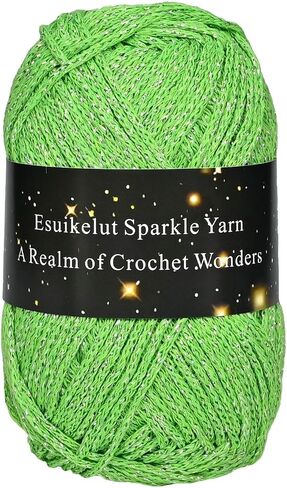 Caramel Sparkly Knitting Yarn, 1.5mm Round Hollow Yarn with Silver Sparkling, Silver Metallic Crochet Thread in Saudi Arabia
