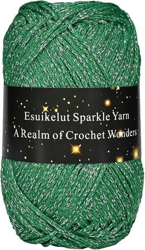 Caramel Sparkly Knitting Yarn, 1.5mm Round Hollow Yarn with Silver Sparkling, Silver Metallic Crochet Thread in Saudi Arabia