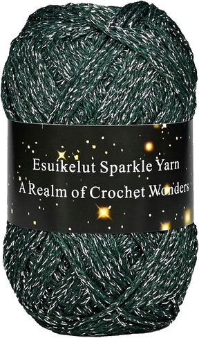 Caramel Sparkly Knitting Yarn, 1.5mm Round Hollow Yarn with Silver Sparkling, Silver Metallic Crochet Thread in Saudi Arabia