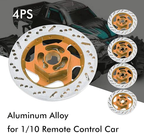 4PCS Universal Aluminum Alloy RC Car Brake Disc Metal Hex Adapter for 1/10 Remote Control Car (Gold) in Saudi Arabia