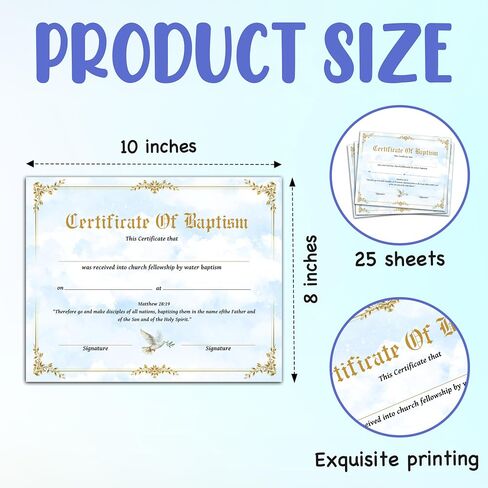 شهادة تفاني الطفل ، 25 PCS شهادات خضراء لتفاني تعميد الطفل ، هدايا معمودية الأطفال للأطفال الفتيات الفتيات ، مسيحيات دينية ومستلزمات-A04 in Kuwait