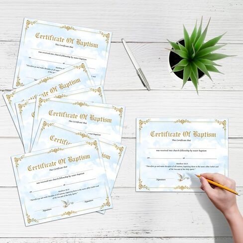 شهادة تفاني الطفل ، 25 PCS شهادات خضراء لتفاني تعميد الطفل ، هدايا معمودية الأطفال للأطفال الفتيات الفتيات ، مسيحيات دينية ومستلزمات-A04 in Kuwait