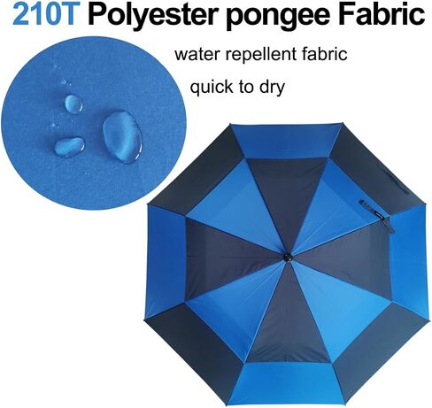 golf umbrella large size 68 inches air vent double canopy windproof automatic straight rain umbrellas (black) in Kuwait