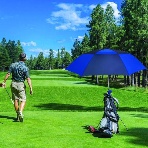 golf umbrella large size 68 inches air vent double canopy windproof automatic straight rain umbrellas (black) in Kuwait