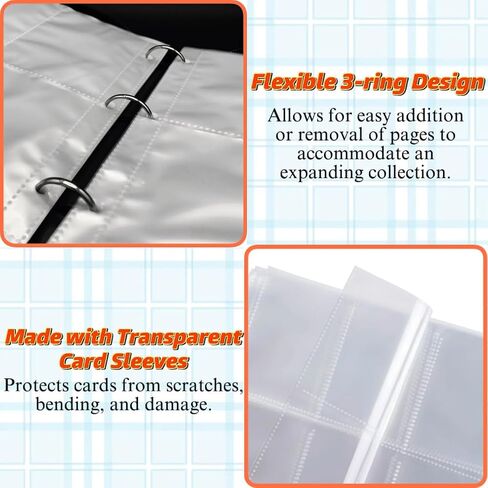Trading Card Binder, 4 Pockets 400 Cards Holder with 50 Removable Sleeves Card Book Card Organizer for Game Cards Sports Cards Album Gifts for Card Collectors in Saudi Arabia