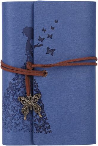 Butterfly Vintage Leather Journal Notebook Refillable Diary Sketchbook Spiral Bound Notebook with Unlined Blank Pages Travel Journal Writing Notepad Gifts for Teens Girls Boys Students in Saudi Arabia