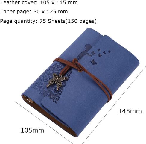 Butterfly Vintage Leather Journal Notebook Refillable Diary Sketchbook Spiral Bound Notebook with Unlined Blank Pages Travel Journal Writing Notepad Gifts for Teens Girls Boys Students in Saudi Arabia