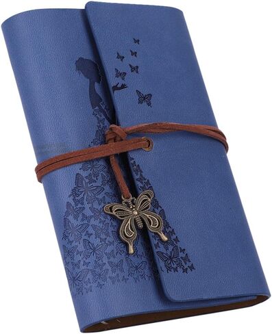Butterfly Vintage Leather Journal Notebook Refillable Diary Sketchbook Spiral Bound Notebook with Unlined Blank Pages Travel Journal Writing Notepad Gifts for Teens Girls Boys Students in Saudi Arabia