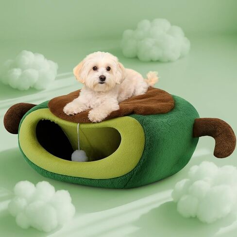 Cute Cat Beds for Indoor Cats, Small Dog Beds, Soft Washable Pet Beds for Kitten and Puppy, Funny Avocado Cat Cave, 19 Inches in Saudi Arabia