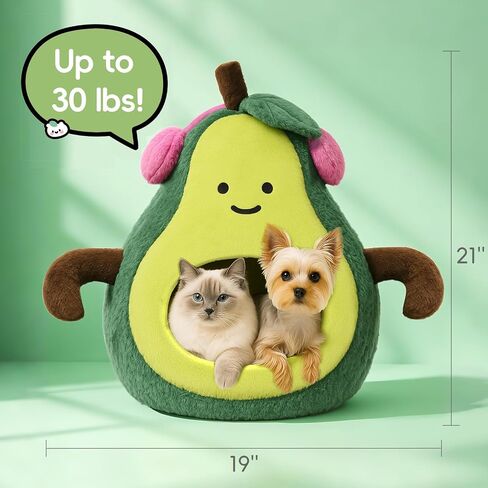 Cute Cat Beds for Indoor Cats, Small Dog Beds, Soft Washable Pet Beds for Kitten and Puppy, Funny Avocado Cat Cave, 19 Inches in Saudi Arabia
