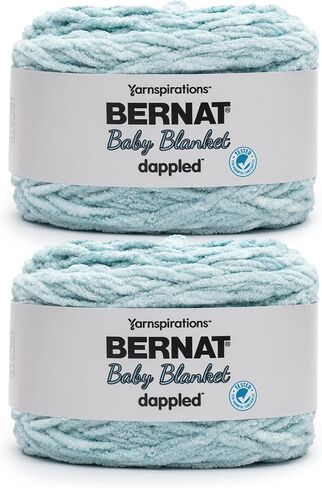 Bernat Baby Blanket Dappled AQUARMARINE Yarn - 2 Pack of 300g/10.6 oz - 100% Polyester - #6 Super Bulky - 220 Yards - Knitting/Crochet in Kuwait
