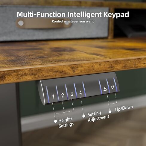 Claiks Dual Motor 63" L Shaped Standing Desk with Drawers, Electric Height Adjustable Standing Desk with Monitor Stand & Splice Board, Black Frame/Rustic Brown Top in Saudi Arabia