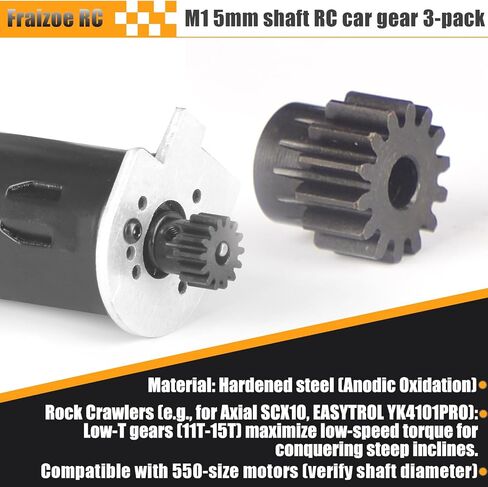 M1 Gear 15T 5mm Bore 3-Pack – High-Precision Hardened Steel Motor Pinion Gear for 1/8 1/10 RC Crawler, Monster Truck, Short Course Truck & Boat (Compatible with Traxxas Axial, FMS, HSP Redcat Losi) in Kuwait