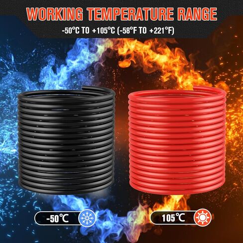 6 سلك قياس 6 سلك AWG، كابل بطارية 6 قياس 20 قدم أسود + 20 قدم أحمر سلك بحري 6 قياس، كابل لحام أسلاك نحاسية 6 قياس قياسي مع موصلات طرفية لعروات الأسلاك وأنبوب الانكماش الحراري in Kuwait