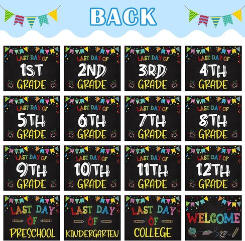 PETCEE First&Last Day of School Sign - 15 Grades First Day of School Chalkboard Sign for Kids Girls Boys 8"x 10" Preschool Kindergarten to College Photo Props Gifts in Saudi Arabia