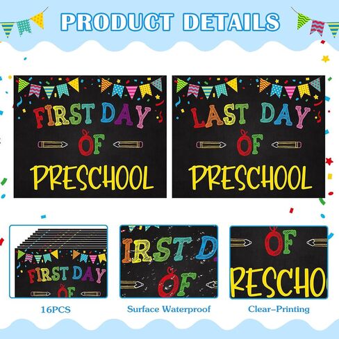 PETCEE First&Last Day of School Sign - 15 Grades First Day of School Chalkboard Sign for Kids Girls Boys 8"x 10" Preschool Kindergarten to College Photo Props Gifts in Saudi Arabia