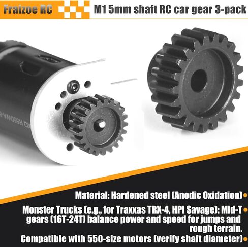 M1 Gear 15T 5mm Bore 3-Pack – High-Precision Hardened Steel Motor Pinion Gear for 1/8 1/10 RC Crawler, Monster Truck, Short Course Truck & Boat (Compatible with Traxxas Axial, FMS, HSP Redcat Losi) in Kuwait