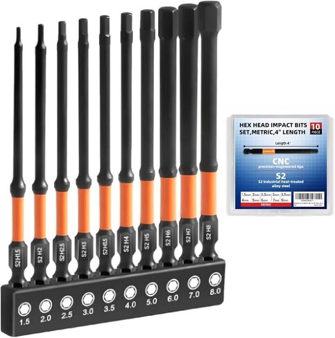 طقم لقم مثقاب سداسي الرأس Impact Hex Head Allen 20 قطعة (متري وSAE)، مجموعة لقم سداسية فولاذية 1/4 بوصة سداسية الشكل S2، أطراف آلية CNC مع مغناطيسية، بطول 2 بوصة مع صندوق تخزين in Kuwait